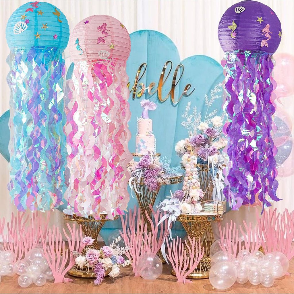 Mermaid Theme Parti Decor DIY Jellyfish Paper Lantern Under the Sea Party Decor Girl Mermaid Birthday Decorations Litte Mermaid
