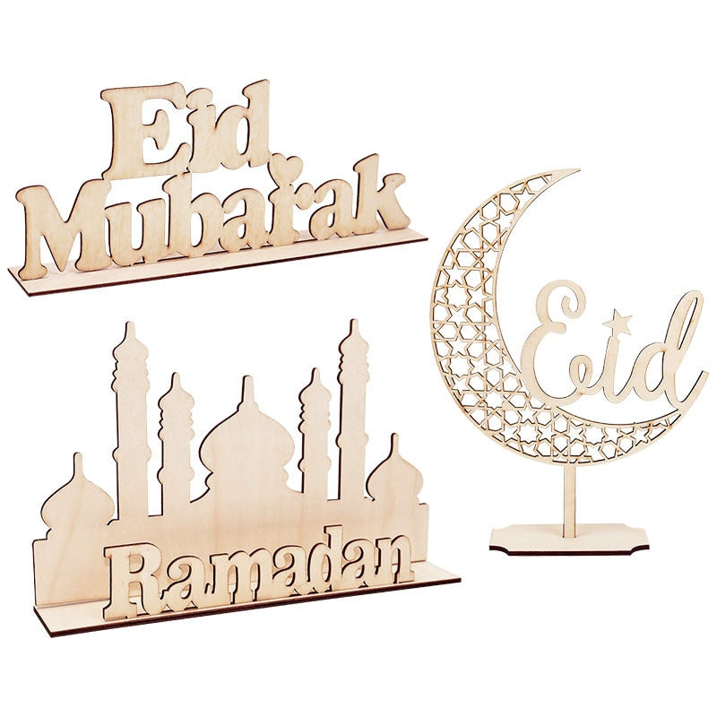 Skhek  Wooden EID Mubarak Decoration Ramadan Mubarak Ornaments Islamic Muslim Pendant Eid Al Adha Party Supplies Ramadan Kareem Gifts