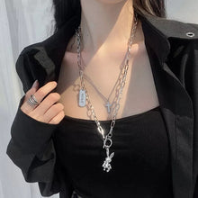 Load image into Gallery viewer, 2021 Fashion Multilayer Hip Hop Long Chain Necklace for Women Men Jewelry Coin Rabbit Cross Pendant Necklace Accessories Gifts