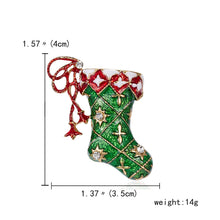Load image into Gallery viewer, Christmas Gift Rinhoo New 1pcs Enamel Bowknot Crutch Brooch Christmas Rhinestone Red Hat Sockes Golves Pin Brooches for Women Kids New Year