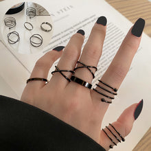 Load image into Gallery viewer, Skhek Punk Finger Rings Minimalist Smooth Black Geometric Metal Rings for Women Girls Party Bijoux Femme Jewelry