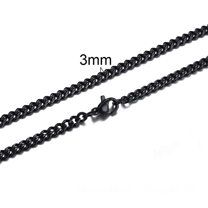 Skhek  CUBAN LINK 3 TO 7 MM  STAINLESS STEEL NECKLACE FOR MEN CHOKER JEWELRY
