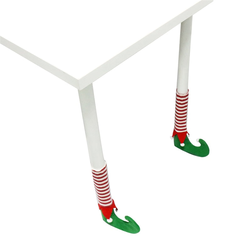 4pcs/set Elastic Elves Table Chair Legs Feet Sock Sleeve Cover Floor Protector DIY Party Gift Sock Christmas Decoration for Home