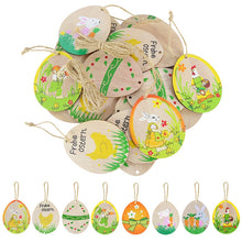 Load image into Gallery viewer, 10pcs Wooden Easter Egg Wood Slices Pendant Ornaments Wedding Party Decoration Graffiti Egg Craft Hanging Kids Gift Easter Party