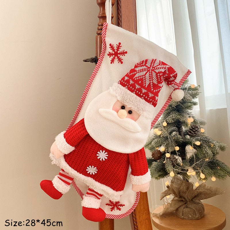 Christmas Gift Navidad 2021 Christmas Stockings Red Santa Sacks 2022 New Year Gift Candy Bag Christmas Decorations for Home Xmas Tree Noel Deco