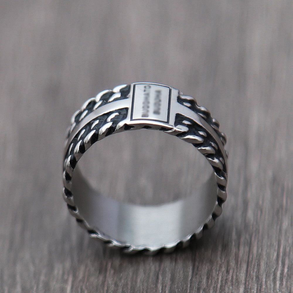 Skhek Buddhism 10mm Stainless Steel Buddha Ring For Men Women Punk Biker Chain Ring Religious Belief Buddha Ring Men Jewelry Gifts
