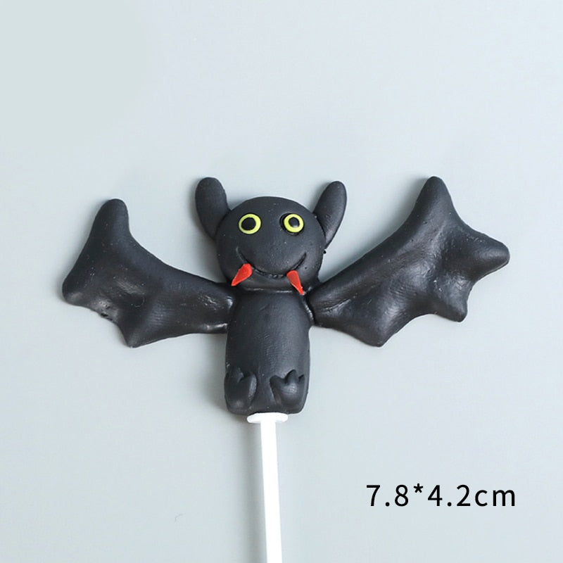 SKHEK Happy Halloween Witch Cat Bat Ghost Man Pumpkin Cake Topper Trick Or Treat Party Supplies Dessert Decoration Love Gifts