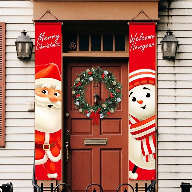 Christmas Gift 2022 Christmas Home Porch Door Banner Sign Decoration Hanging Home Decor Xmas Ornaments Navidad 2021 New Year House Santa
