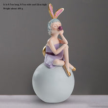 Load image into Gallery viewer, Cute Puff Mouth Blowing Bubble Girl Character Sculpture Resin Porch Cabinet Living Room Micro-View Decoration Table Desk Gift