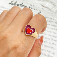 Load image into Gallery viewer, Skhek Jewelry New Colorful Adjustable Ring for Women Glossy Love Heart Rings Peach Heart Ring Exquisite Y2k Trend Jewelry