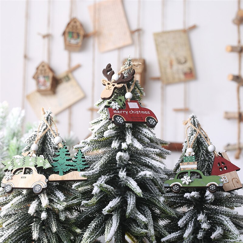 Christmas Gift 3pcs Merry Christmas Angle Elk Wooden Pendant 2022 New Year Gift Christmas Decoration for Home Ornaments Xmas Noel Natal Decor