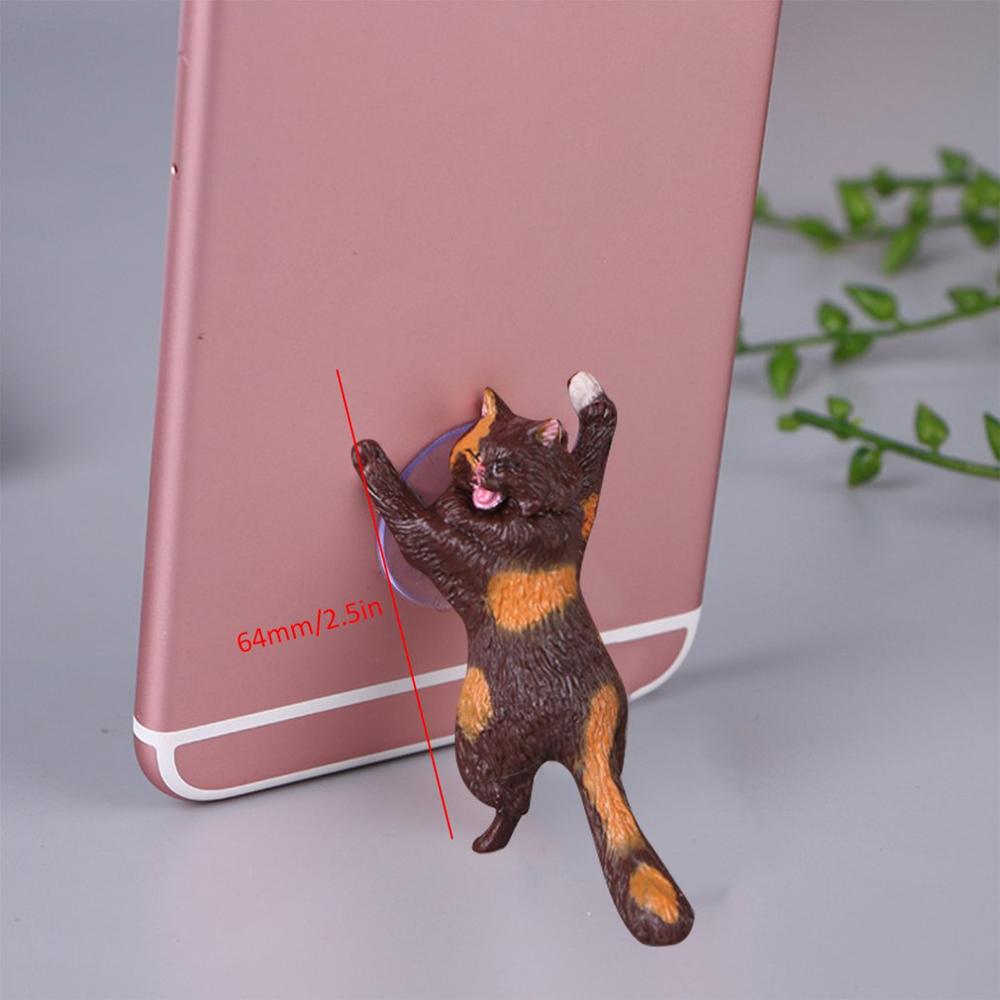 1pc Cat Figurine Miniature Cat Sucker Design Phone Holder mini fairy garden Cartoon statue craft Home Car Decorative Gift