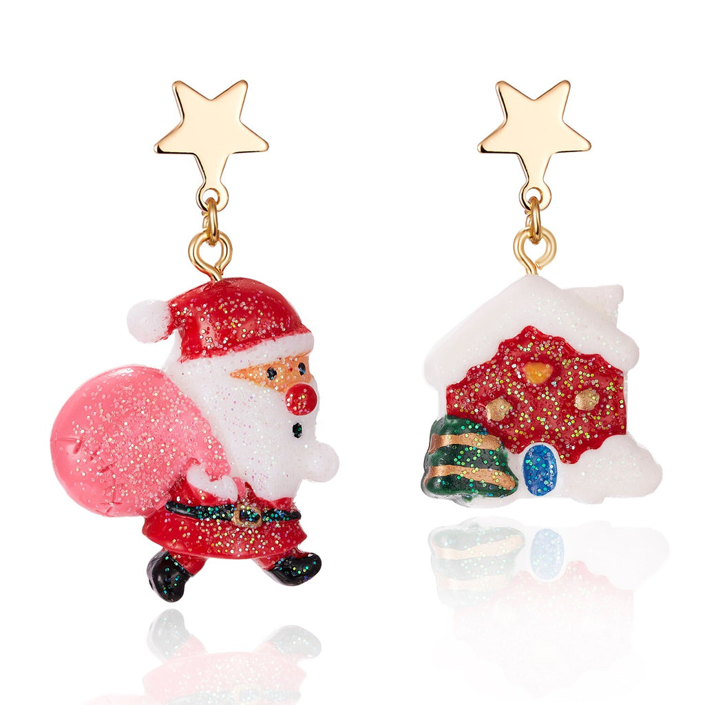 Christmas Gift Colorful Cartoon Santa Claus Christmas Tree Snowman Drop Earring For Women Fashion Christmas Earring Girls New Year Jewelry Gift