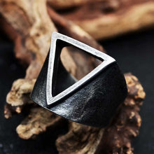Load image into Gallery viewer, Skhek Stainless Steel Viking triangle love Ring vintage Custom retro Classic jewelry finger man engagement ring Boyfriend Gift OSR067