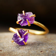 Load image into Gallery viewer, Skhek  Latest Luxury Women 2 Gems Stone Finger Rings Modern Cocktail Adjustable Designer Ring Anniversary Wedding Jewelry