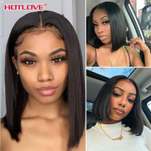 Load image into Gallery viewer, Short Bob Wig Bone Straight Human Hair Wigs for Black Women Pre-Plucked 5x5x1 Closure Wig Brazilian Hair Lace Wigs 150% Denisty