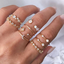 Load image into Gallery viewer, Skhek  Bohemian Geometric Rings Sets Crystal Star Moon Flower Butterfly Constellation Knuckle Finger Ring Set For Women Fashion Jewelry