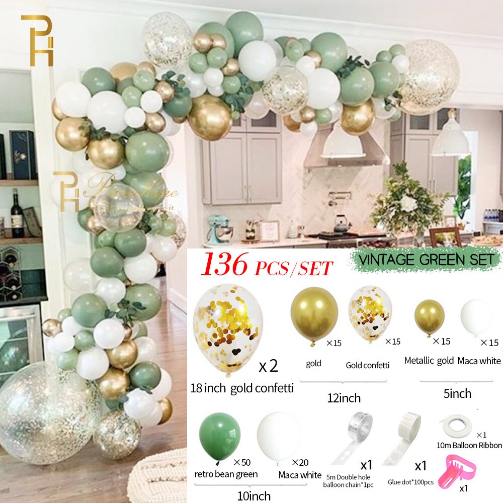 169 pcs Balloons Garland Chain Wreath Metallic Confetti Balloon DIY Wedding Backdrop Arch Baby Shower Birthday Party Decoration