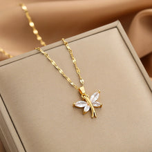 Load image into Gallery viewer, Gold Necklace for Women Zircon Jewelry Pendant Necklace Titanium Steel Peanut Mermaid Heart Butterfly Stainless Steel Sunflower