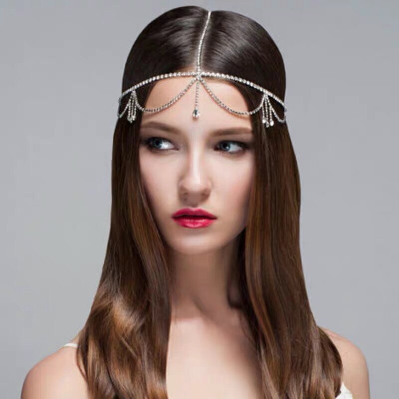 Rhinestone Hair Accessories tassel hair chain shiny headdress eyebrow bride headdress Women Beach Party hair accessories