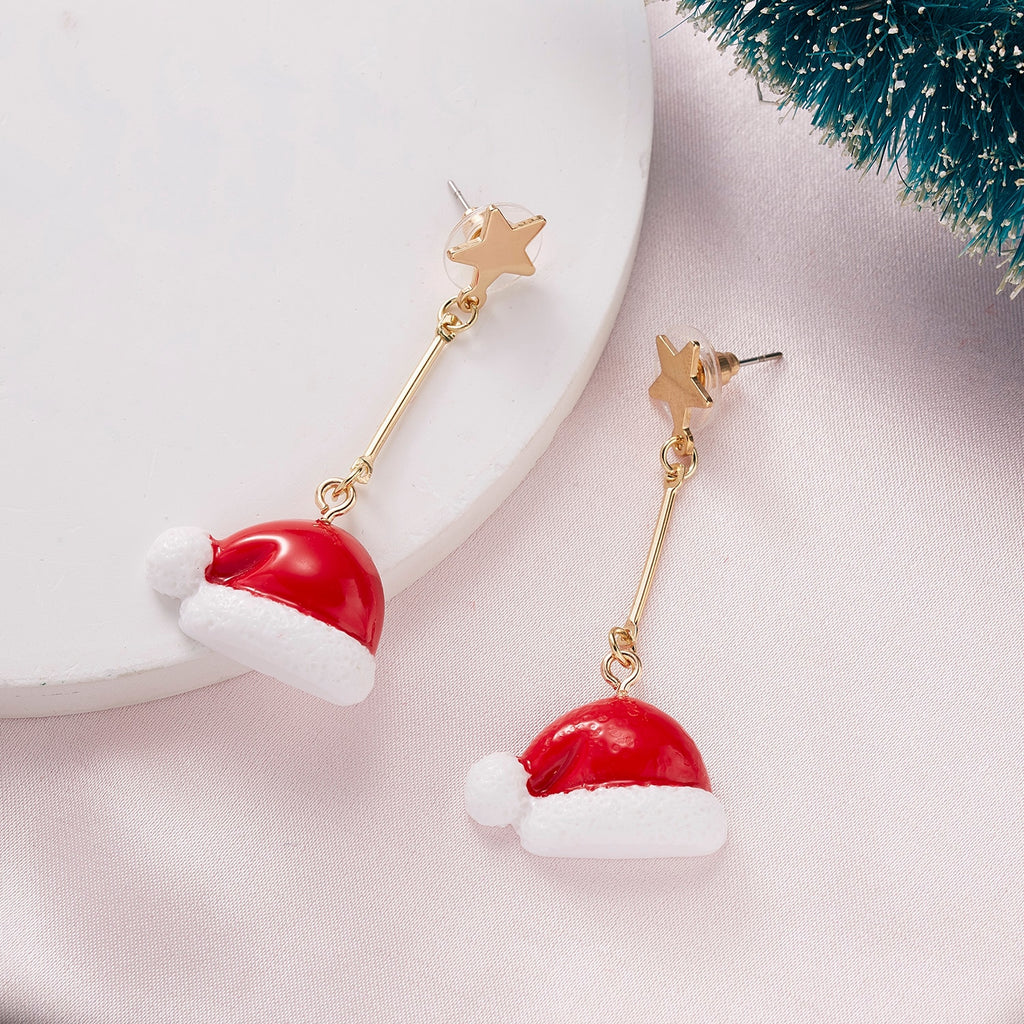 Christmas Gift 2021 New Christmas Bear Penguin Stud Earrings For Women Xmas Hat Bell Flowers Bow Earring Girls Festival New Year Jewelry Gifts