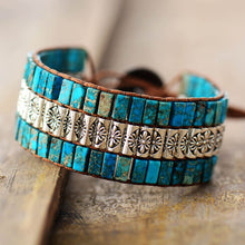 Load image into Gallery viewer, Skhek Handmade Wrap Bracelet Turquoises Antique Metal Beads Weaving Statement Wristband Bracelet Teengirls Jewelry Gifts For Women