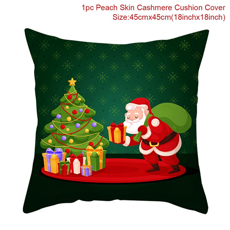 Christmas Gift 45X45cm Santa Claus Christmas Cushion Cover Merry Christmas Decoration For Home 2021 Xmas Navidad Noel Natal Happy New Year 2022