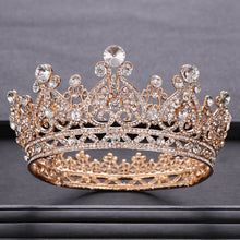 Load image into Gallery viewer, Trendy Wedding Crown Baroque Rhinestone Crystal Crown Headband Gold Crown Wedding Hair Accessories Bridal Crown Hair Accessories