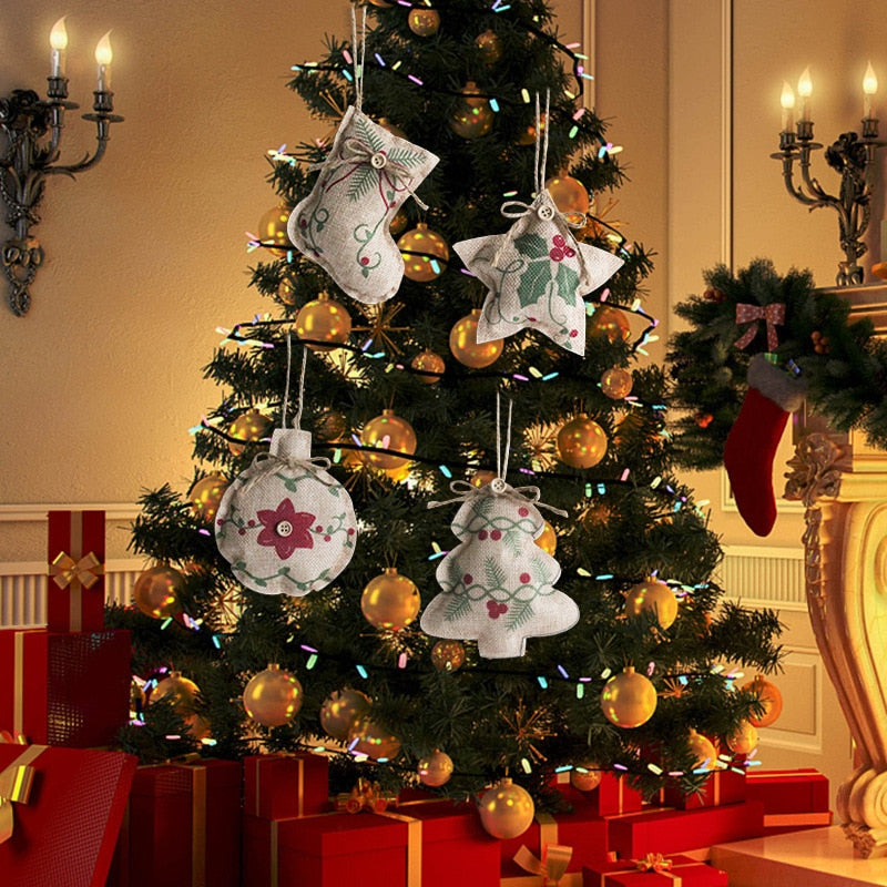 Christmas Tree Decorations Variety of Printing Five-pointed Star Ornaments Home Hotel Shopping Mall Scene Decoration Pendant