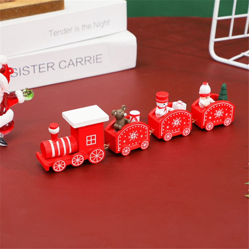 Christmas Gift 2021 New Year Decoration 4 Sections Wooden Train Desk Decoration Navidad Christmas Decoration Children Christmas Gift Noel