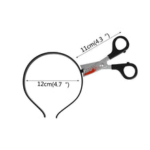 Load image into Gallery viewer, SKHEK Halloween Horror Decoration Props Funny Scissors Knife Headwear Simulation Plastic Toy Halloween Costume Headband Party Supplies
