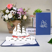 Load image into Gallery viewer, 3D Barque Ship Model Pop-Up Birthday Cards for Kids with Envelope Business Greeting Cards Handmade Gifts