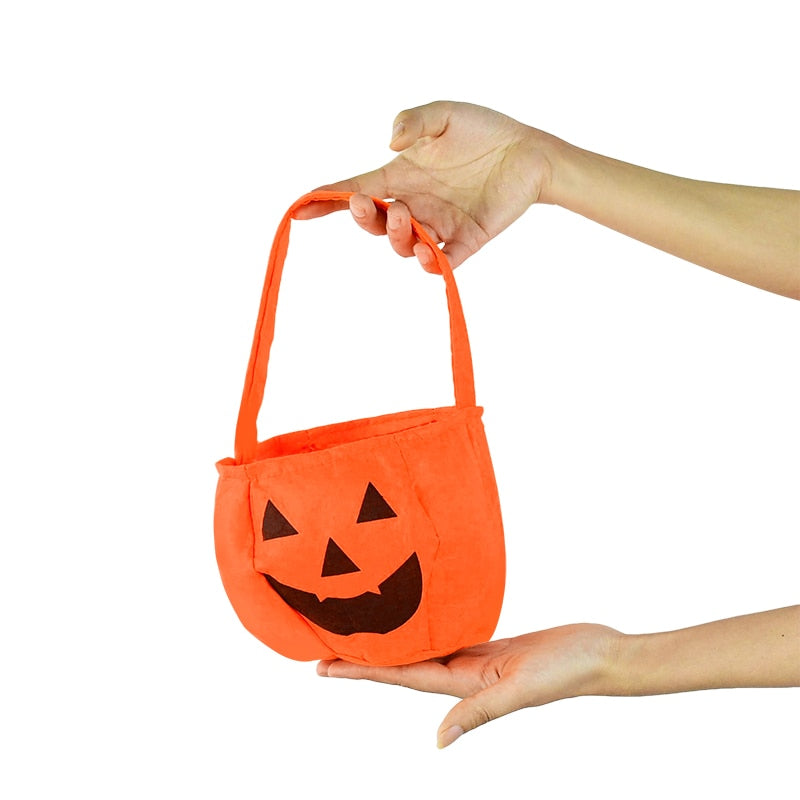 SKHEK Halloween Halloween Pumpkin Candy Bucket Holder Portable Gift Bag Treat Or Trick Props Halloween Party Decoration Kids Toy