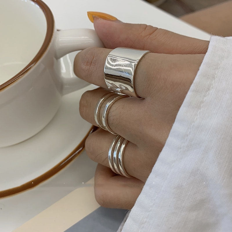 Skhek New Fashion Finger Rings for Women Minimalist Geometric Handmade Width anillos Party Jewelry Gifts