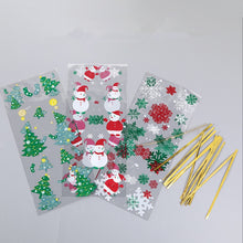 Load image into Gallery viewer, Christmas Gift 50/100pcs Xmas Tree Santa Bags Self-adhesive Cookie Packing Plastic Bags Christmas Cellophane Bags Candy Bag Christmas Stocking