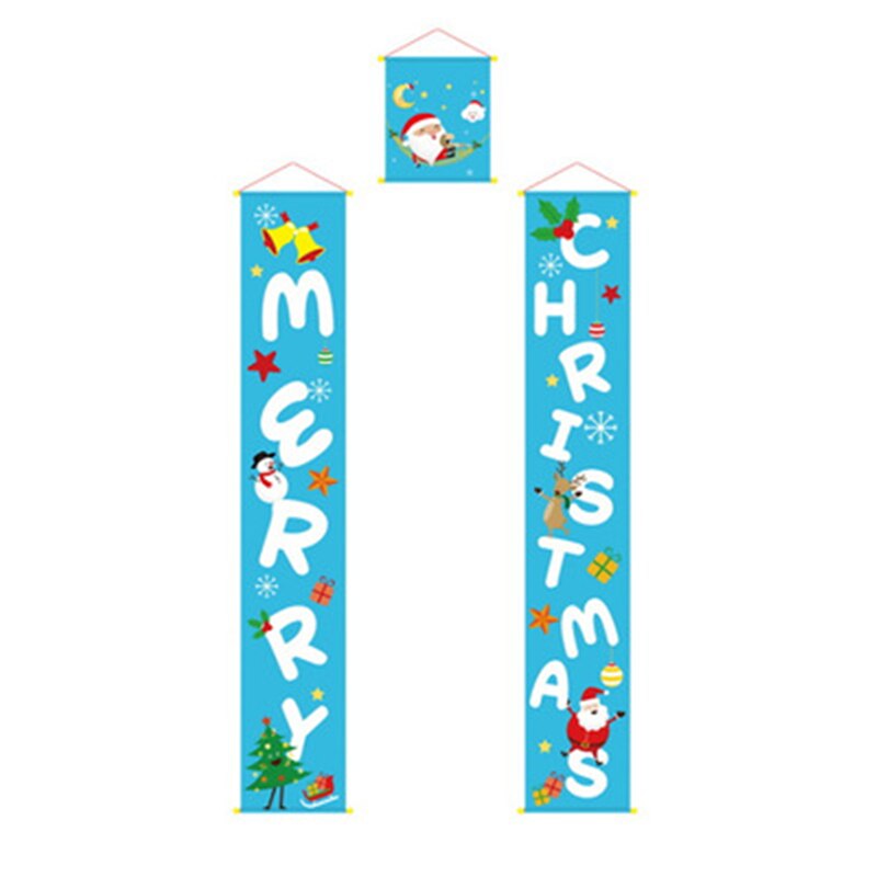 Christmas Gift Merry Christmas Banners Decoration Non-Woven Hanging Flag Xmas Ornaments Home Door Banner Set Navidad 2022 Christmas Decoration