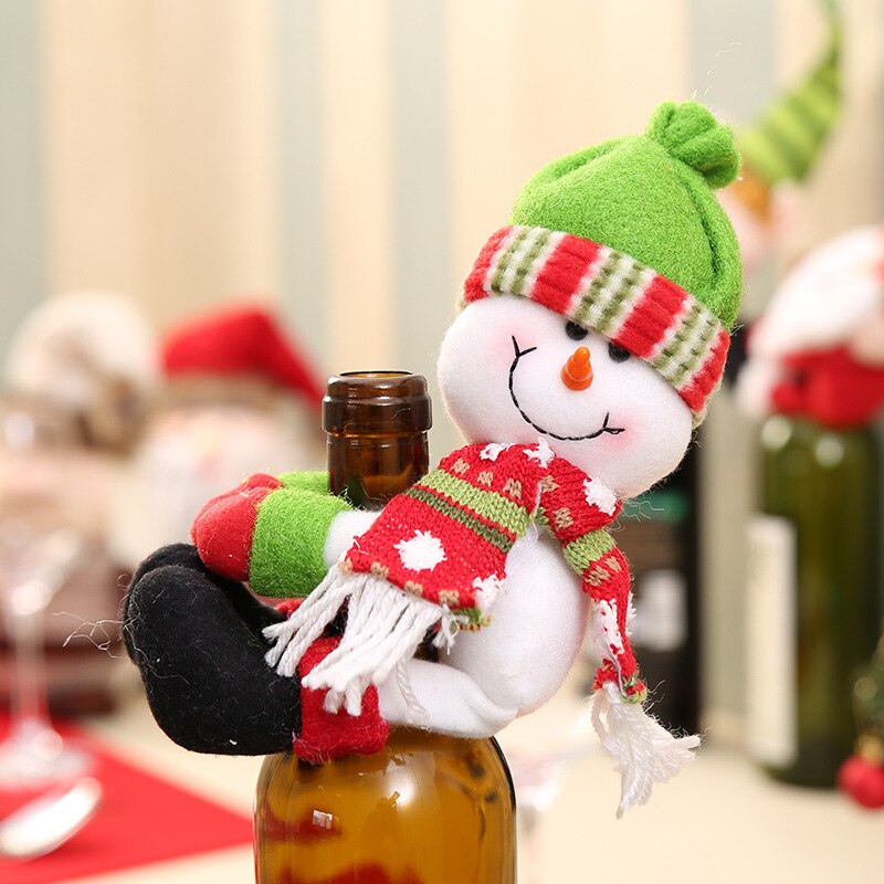 New Christmas Ornaments Elderly Snowman Wine Bottle Set Holiday Party Home Restaurant Decoration Wine Bottle Gift Decoration
