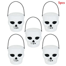 Load image into Gallery viewer, SKHEK 5Pcs/Lot Halloween White Skull Black Witch Plastic Candy Bucket Jar Trick Or Treat Halloween Party Decorations Props For Kids