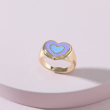 Load image into Gallery viewer, 2022 New Korean Trendy Vintage Double Layer Dripping Oil Enamel Color Contrast Heart Metal Rings for Women Couple Jewelry HZ