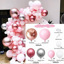 Load image into Gallery viewer, Skhek  Pink Balloon Garland Arch Kit Chrome Rose Gold Latex Balloon Birthday Party Decor Kids Wedding Baby Shower Girl Decoration