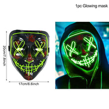 Load image into Gallery viewer, SKHEK Halloween LED Halloween Mask Luminous Glow In The Dark Mascaras Halloween Party Costume Cosplay Masques Horror Props Neon Light Masquerade
