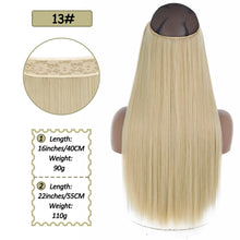 Load image into Gallery viewer, Synthetic No Clip Halo Hidden Hair Extension Ombre Artificial Natural Fake False Long Short Straight Hairpiece Blonde For Women