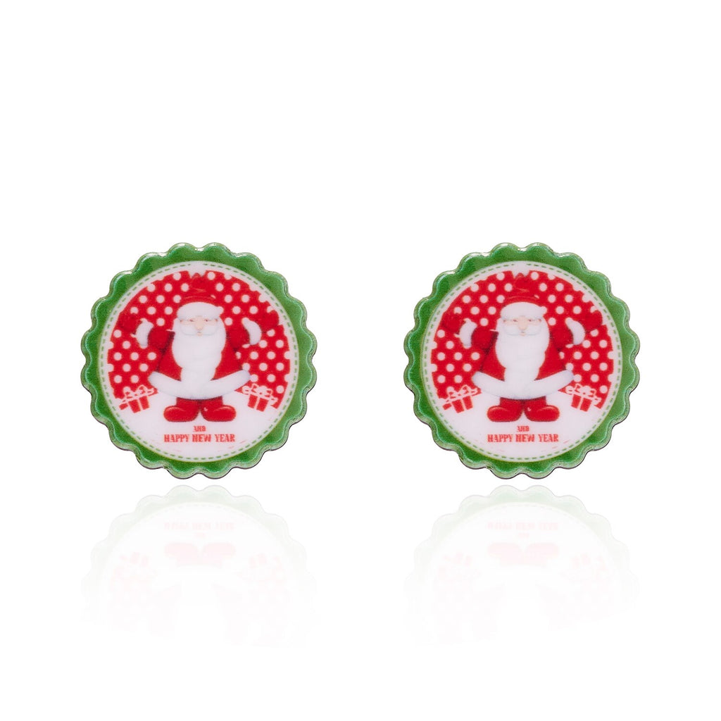 Christmas Gift New Hot Elk Christmas Tree Cartoon Bell Santa Claus Stud Earrings For Women Fashion Jewelry Pendientes boucle d'oreille