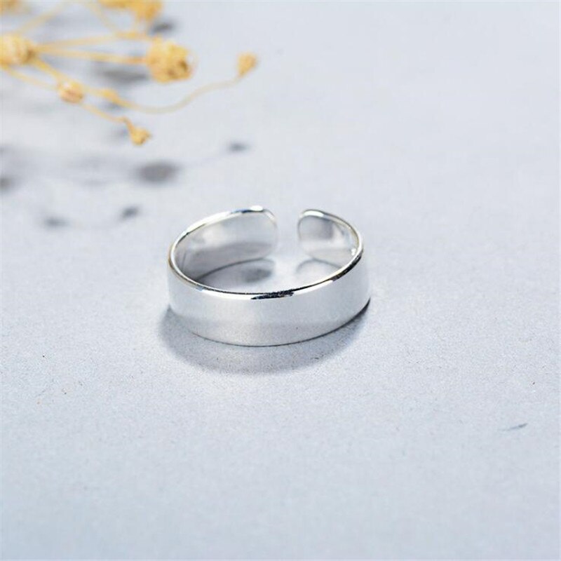 Christmas Gift New Simple Creative Smooth 925 Sterling Silver Jewelry Not Allergic Temperament Round Inisex Fashion Popular Opening Rings R175