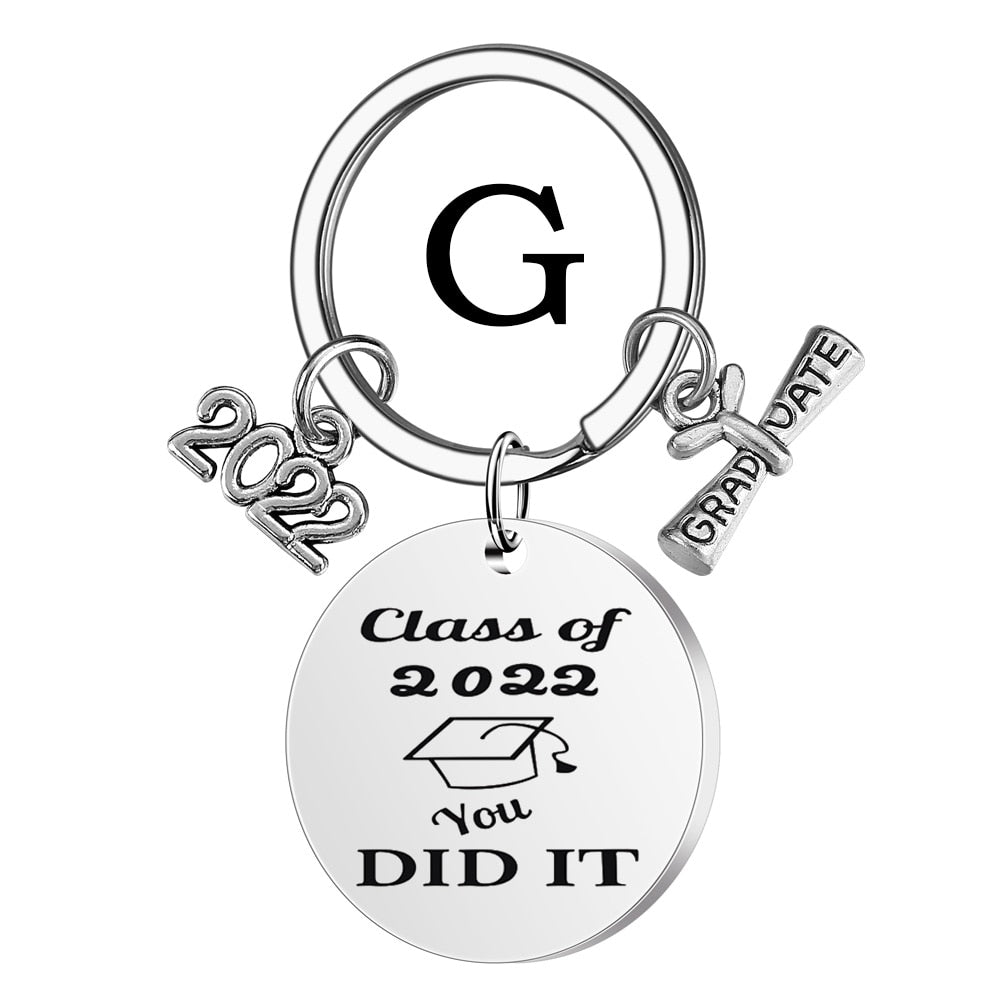 Skhek Graduation Gift  2022 Fashion Stainless Steel Keychain Lettering Class Of 2022 Key Chain Graduate pendant Inspirational Gift DIY Custom Wholesale