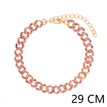 Load image into Gallery viewer, Skhek Punk Cuban Link Chain Rhinestone Anklet For Women Gold Silver Color Butterfly Crystal Anklet Bracelet On Leg Foot Jewelry