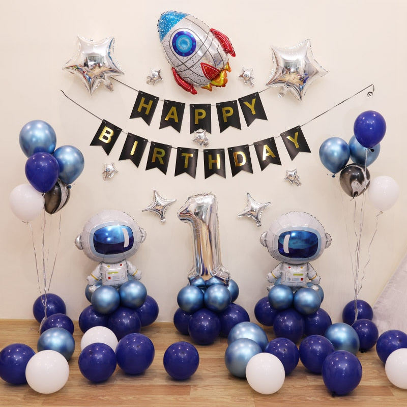 LED Lights Happy Birthday Balloons for Kids Adult Baby Shower Newborn First Birthday Party Decoration Foil Air Balloon Girl Boy