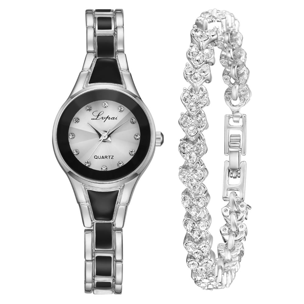 Christmas Gift Lvpai Brand 2pcs Set Women Bracelet Watches Fashion Women Dress Ladies Wrist Watch Luxury Rose Gold Quartz Watch Set Dropshiping