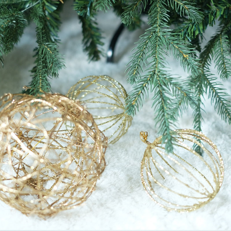 Designer 10CM Shiny Gold Silver Spherical Christmas Tree Pendant Christmas Decorations Home Decor Navidad Christmas Ornaments