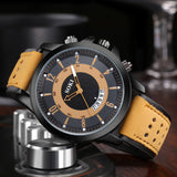 Christmas Gift Large dial Men Watches Military analog watch frosted leather watch strap Quartz Casual Clock Ultra Thin Gift Business WristWatch
